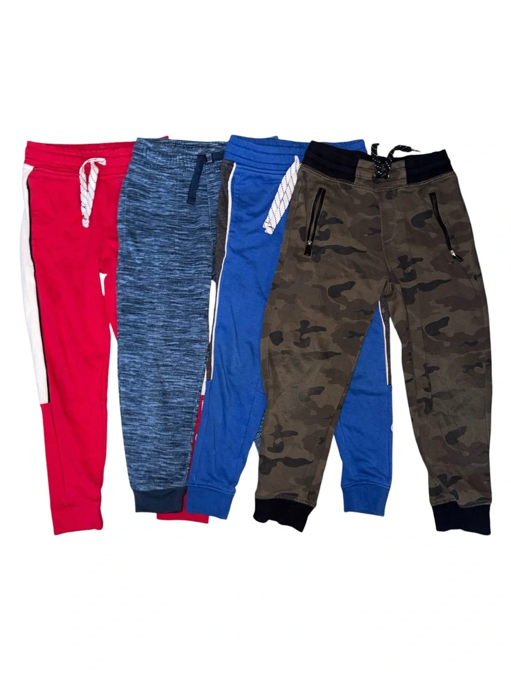 Kids Jogger Pants Bundle - Red, Heather Blue, Royal Blue, Camo